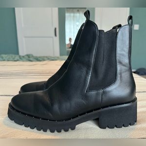 Freda Salvador Brooke Rain Resistant Boot in Black Leather, Size 9.5